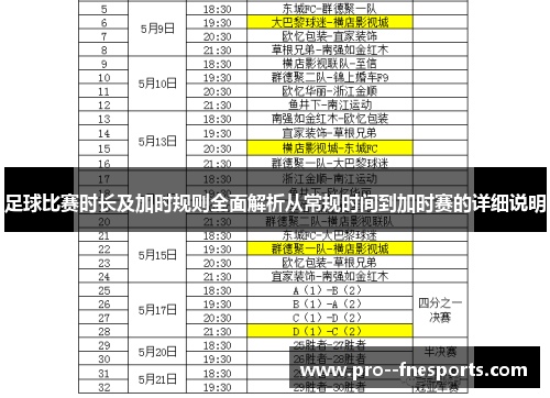 足球比赛时长及加时规则全面解析从常规时间到加时赛的详细说明